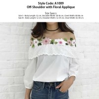 Jual Sabrina Top Bunga Lengan Pendek Off-Shouder Floral Top A1009 Murah