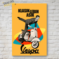 Jual Hiasan Dinding Poster Kayu - Vespa Klasik Lebih Asik 20x30 Murah