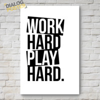 Jual Hiasan Dinding Poster Kayu - Work Hard Play Hard 20x30 Murah