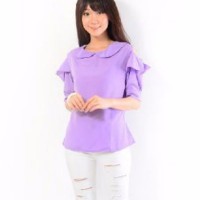 Jual Promo!! Blouse Arumi Sw Pakaian Wanita Atasan Twiscone Ungu Murah