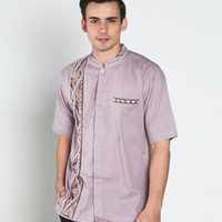 Jual Baju koko batik, busana muslim pria kualitas premium TN 38 ungu muda Murah
