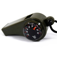 Jual 3 in 1 Whistle Compass Temperature / Peluit Multifungsi - Army Green Murah