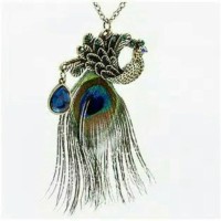 Jual Kalung Vintage dengan Liontin Bulu Merak - Kualitas Tinggi Murah