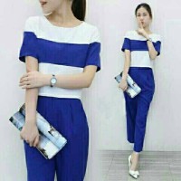 Jual JS YUANITA jumpsuit twiscone blue biru benhur Murah