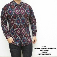 Jual Baju Kemeja Pria Songket Batik Ungu Keren Gaya Murah