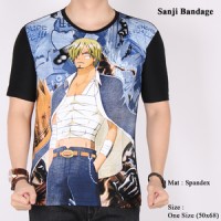 Jual Kaos Pria Lengan Pendek Anime One Piece Sanji Bandage Murah