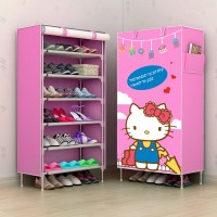 Jual Rak Sepatu Wanita Girlie Hello Kitty Lemari Resleting Rak Lipat Sepatu Murah