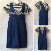 Jual Dress Denim Jeans Overall Stripe BW 16 Murah