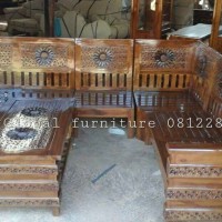 Jual kursi tamu sudut jati matahari (meja makan,dipan,nakas,lemari,bufet) Murah