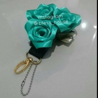 Jual Bag Charm / Gantungan Tas Mawar Satin - Tosca Murah