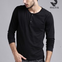 Jual (BEST SELLER) Kaos Henley Lengan Panjang Pria RICKS Murah
