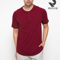 Jual (BEST SELLER) Kaos Henley Lengan Pendek Pria Ricks Murah
