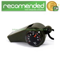 Jual 3 in 1 Whistle Compass Temperature / Peluit Multifungsi - Army Green Murah