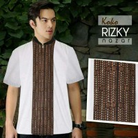 Jual WHITE BAJU KOKO tasmatas monochrome lengan pendek BAHAN katun Murah