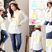 Jual kemeja Babyterry combine twiscone-shirt-F430 Termurah Murah