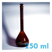 Jual Labu Ukur / Volumetric Flask Amber With Glass Stopper 250 ml (Iwaki) Murah