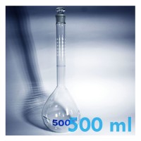 Jual Labu Ukur / Volumetric Flask Clear With Glass Stopper 500 ml (Iwaki) Murah