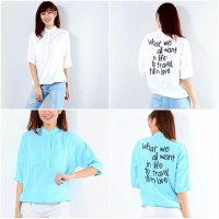Jual Promo!! Kem Sarang Blus Ak Kemeja Wanita Twiscone Putih & Biru Murah