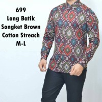 Jual Baju Tangan Panjang Batik Songket Coklat Keren Gaya Trendy Murah