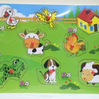 Jual Puzzle Kayu Binatang knop / mainan edukatif farm animal knop Murah