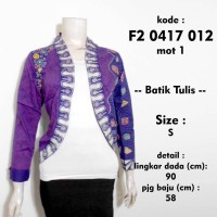 Jual bolero batik tulis lengan panjang ungu S / blazer muslim F20417012mot1 Murah
