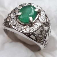 cincin mini permata zamrud jamrud asli natural emerald ring perak 925