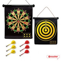 Jual Double Sided Hanging Magnetic Dart Board Set Game 15 Inch with 6 Magne Murah