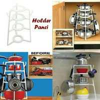 Jual rak panci holder organizer cookware teflon wajan 4 susun lid dapur Murah