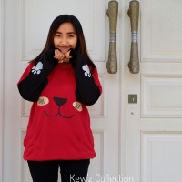 Jual OP2855 Sweater Murah Wanita Roundhand Panda Red KODE Bimb3332 Murah