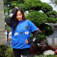 Jual OP2854 Sweater Murah Wanita Roundhand Panda Blue KODE Bimb3331 Murah
