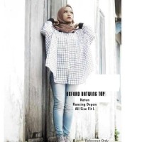 Jual Atasan Blouse Oxford Batwing Top Katun High Quality Murah