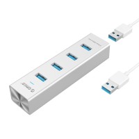 Jual Orico Alumium USB 3.0 High Speed HUB 4 Port - H4013-U3 - Silver Murah