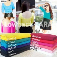 Jual Wanita 12578 Premium Kaos Polos Low Back Lengan 3/4 Size L Murah