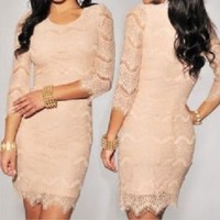 Jual New Look Peach Lace Bodycon Dress Murah