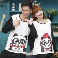 Jual HV5983 Kaos Couple LP SMART PANDA KODE BIS6037 Murah