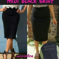 Jual rok hitam span midi Murah Murah