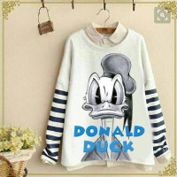 Jual AD1562 white duck stripe sweater KODE Gute1428 Murah
