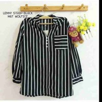 Jual OP3412 Kemeja Murah Leny Stripe Black KODE Bimb3889 Murah
