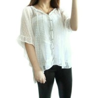 Jual REAL PIC baju batwing putih transparan preloved ( AU684 ) Murah