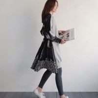 Jual BAJU KOREA/ Stitching Chiffon Women Pleated Dresses/ DRESS PREMIUM Murah