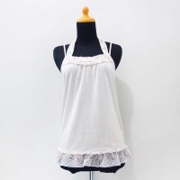 Jual BD751 SIZE M FRILL CREAM PREMIUM TANK TOP UCANSEE BAJU WANITA PAKAIAN Murah