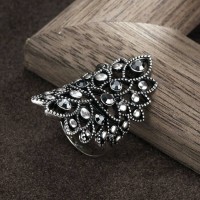 Jual Cincin Vintage Silver Color Hollow Out Wide Rings for Womem Murah