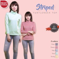 Jual STRIPED TURTLENECK TOP kaos atasan pakaian wanita murah Murah