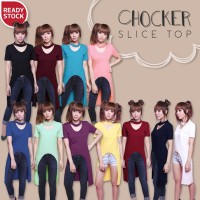 Jual CHOCKER SLICE TOP pakaian blouse turtleneck kaos wanita murah Murah
