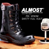 Jual DISKON Sepatu Almost PDL Venom Full Leather Black Safety PROM Murah