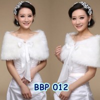 Jual Aksesoris Bolero Bulu Putih Wedding l Cardigan Pesta Wanita - BBP012 Murah