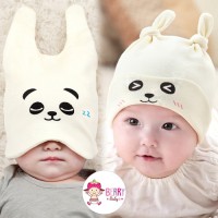 Jual Set Topi Kupluk Bayi Slabber Korea Cute Animal White Panda Murah