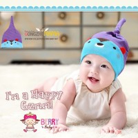 Jual Topi Kupluk Bayi Korea Bear Sky Biru Murah