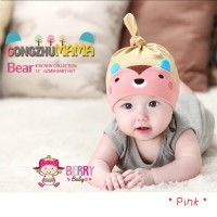 Jual Topi Kupluk Bayi Korea Bear Pink Murah