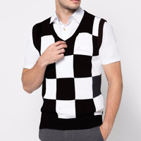 Jual Sweater Rompi Rajut Motif Kotak Murah